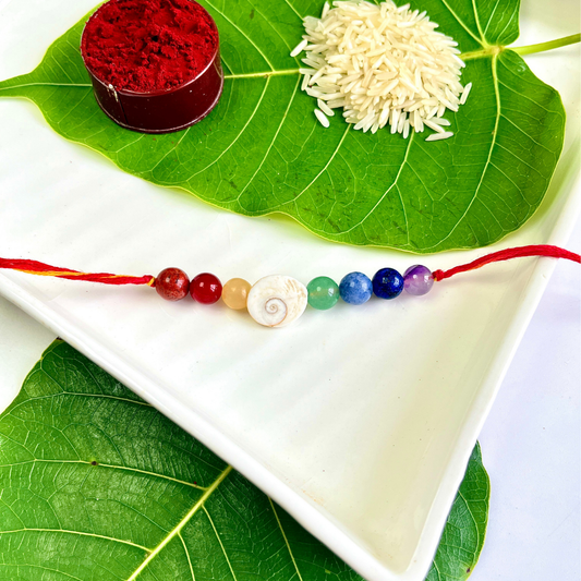 7 Chakra Rakhi with Gomti Chakra – Protection, Balance & Abundance
