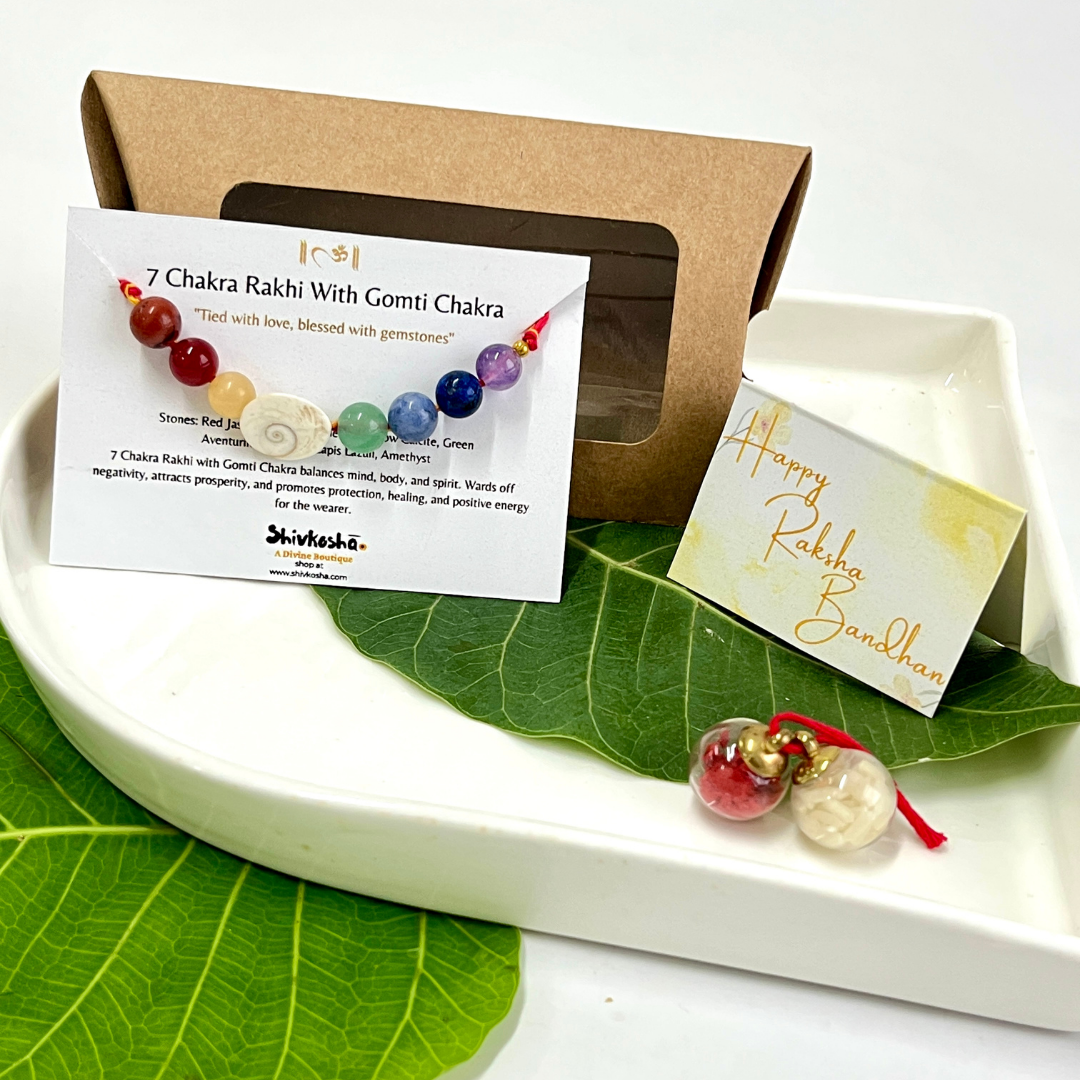 7 Chakra Rakhi with Gomti Chakra – Protection, Balance & Abundance