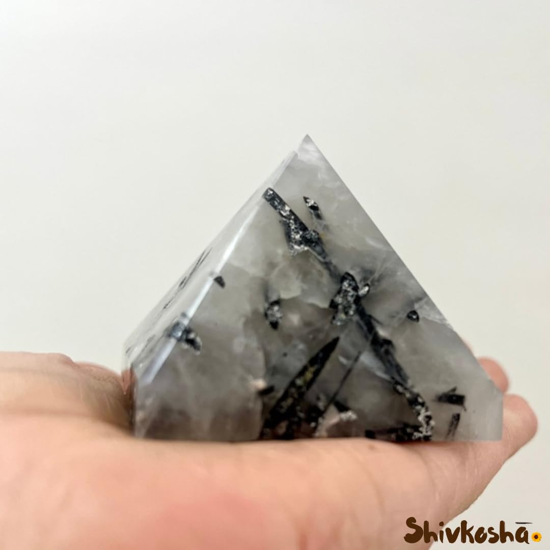 Natural Rutile Quartz Pyramid for Energy Amplification, Clarity, Manifestation, Meditation, and Home Decor