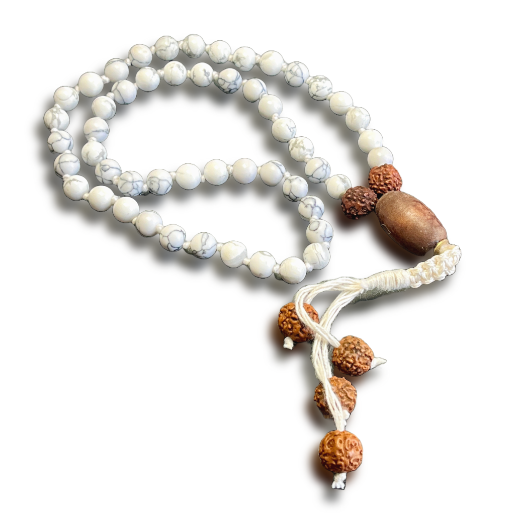 Howlite Japa Mala For Calmness, Awareness & Balance (54 Beads)