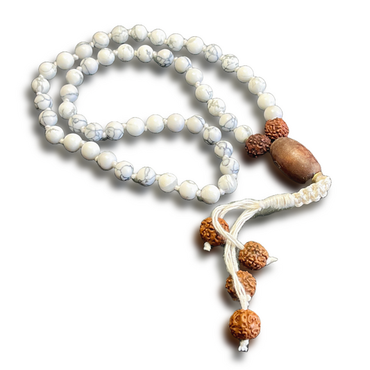 Howlite Japa Mala For Calmness, Awareness & Balance (54 Beads)