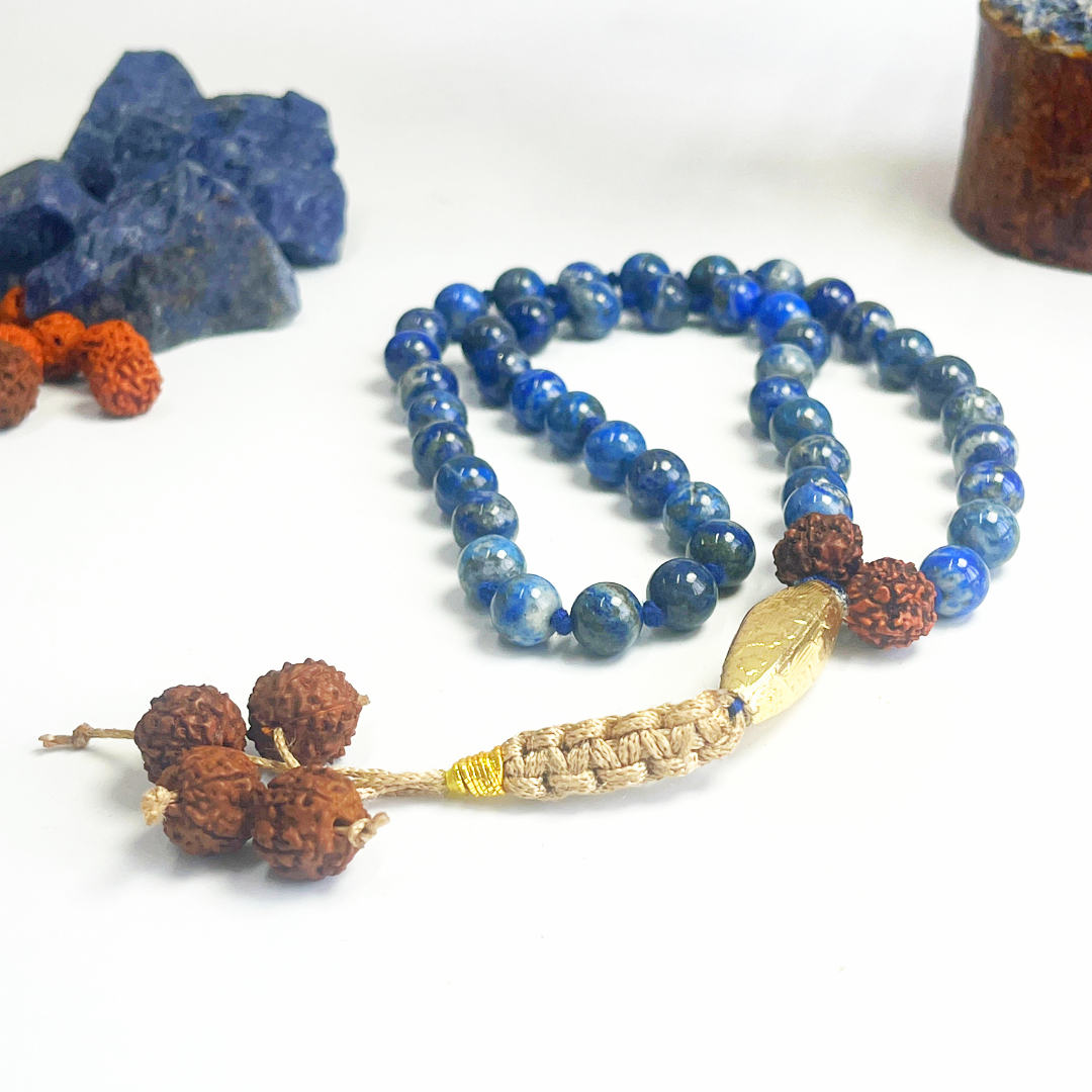 Lapis Lazuli Japa Mala For Wisdom, Clarity & Insight (54Beads)