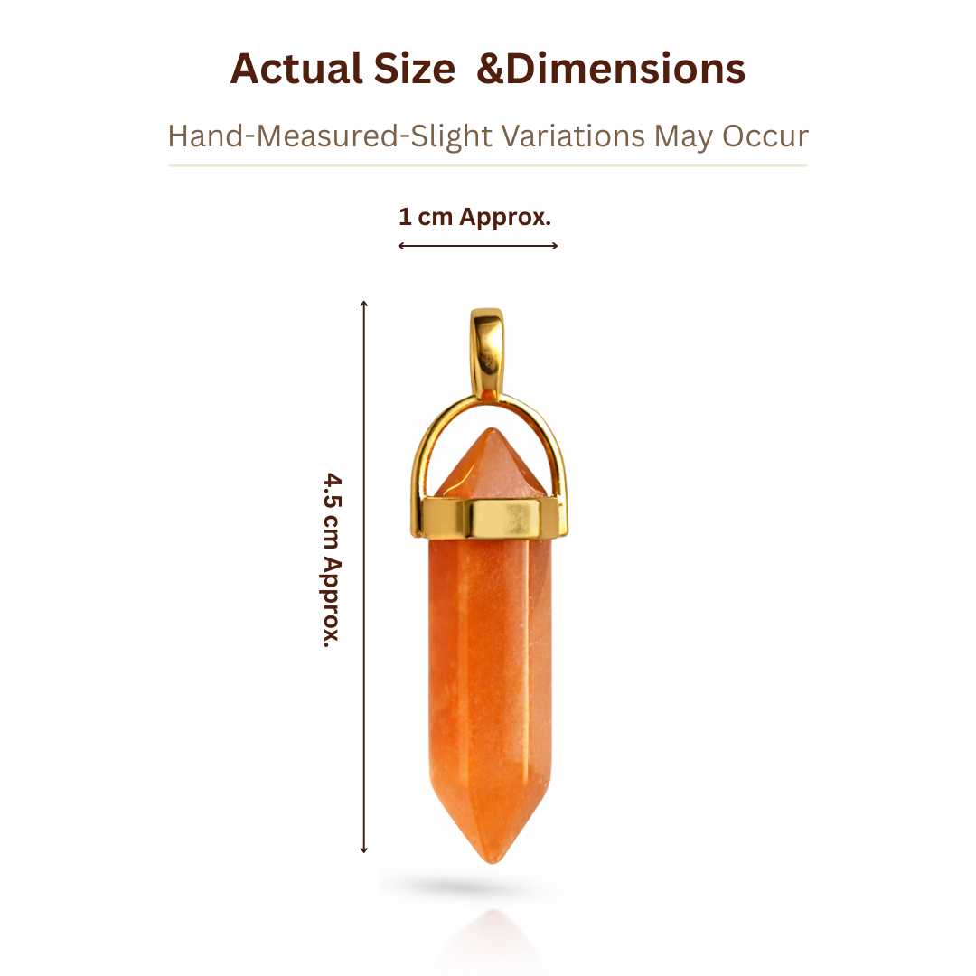 Orange Carnelian Crystal Pendant with Gold-Tone Chain