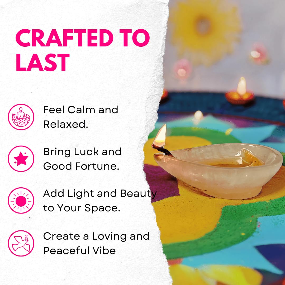 Rose Quartz Diya – Soothing Glow for Love, Healing, and Harmony