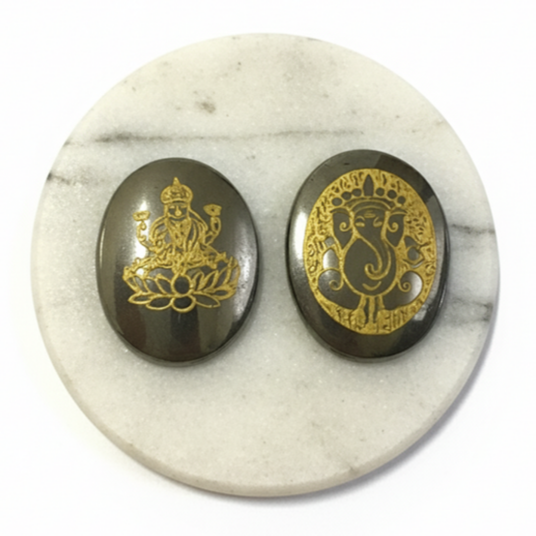 Pyrite Lakshmiji & Ganeshji Coin Set