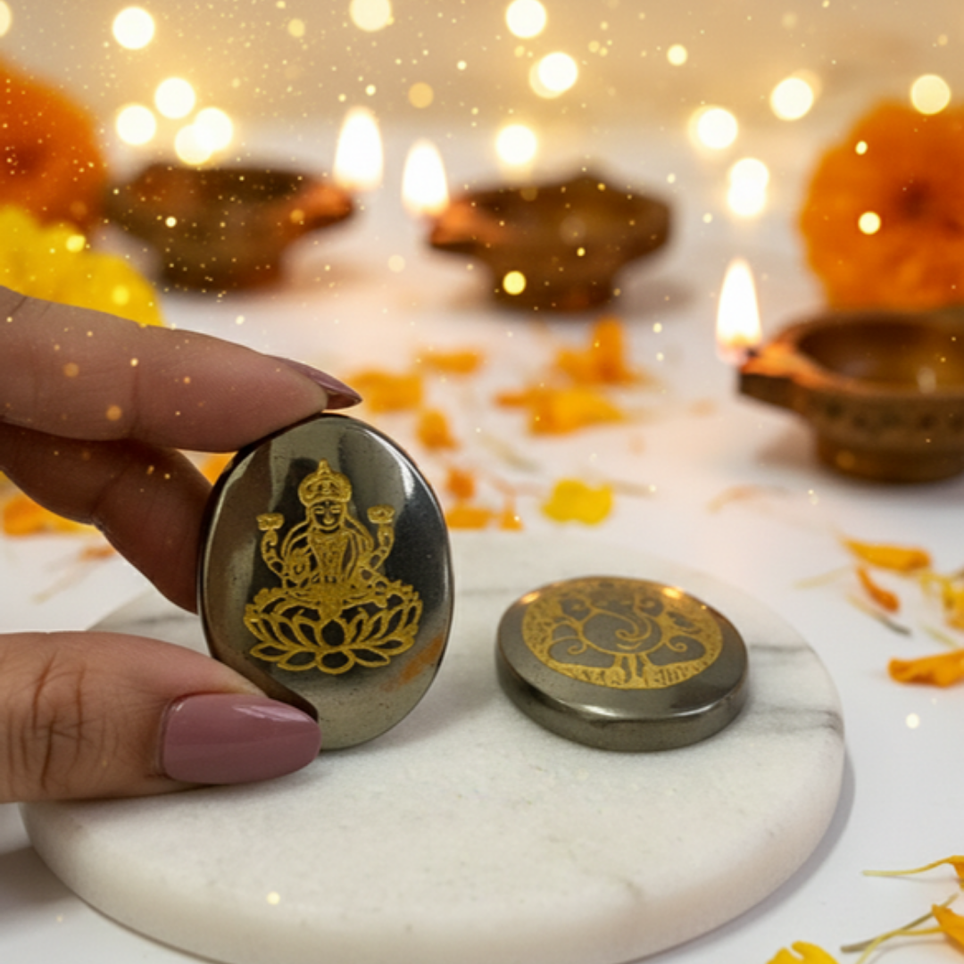 Pyrite Lakshmiji & Ganeshji Coin Set
