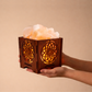 Himalayan Salt Lamp – Sacred Mandala Wooden Crystal Glow Lamp