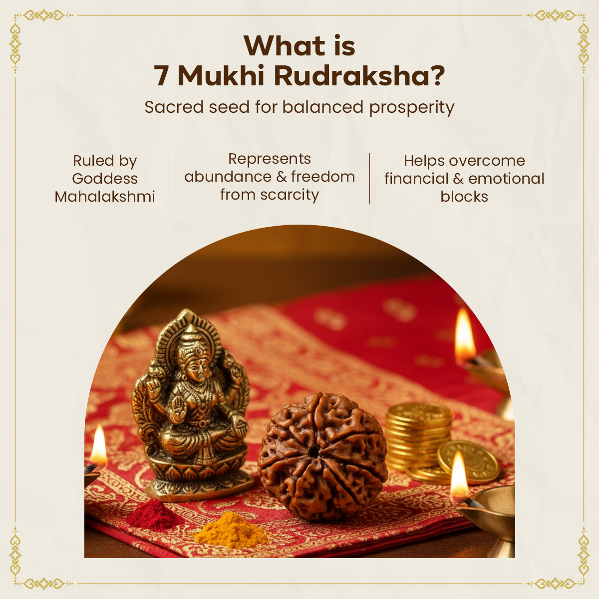 7 Mukhi 1.5 cm Rudraksha For Sacred Bead for Wealth, Prosperity & Saturn Blessings
