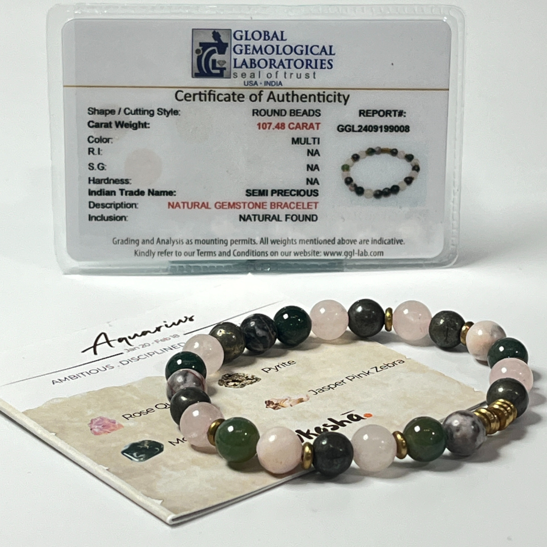 Aquarius Zodiac Gemstone Bracelet