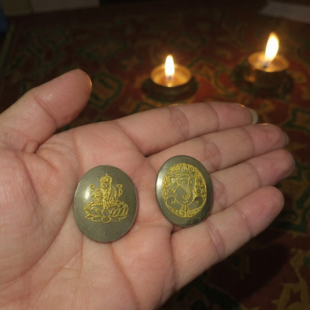 Pyrite Lakshmiji & Ganeshji Coin Set