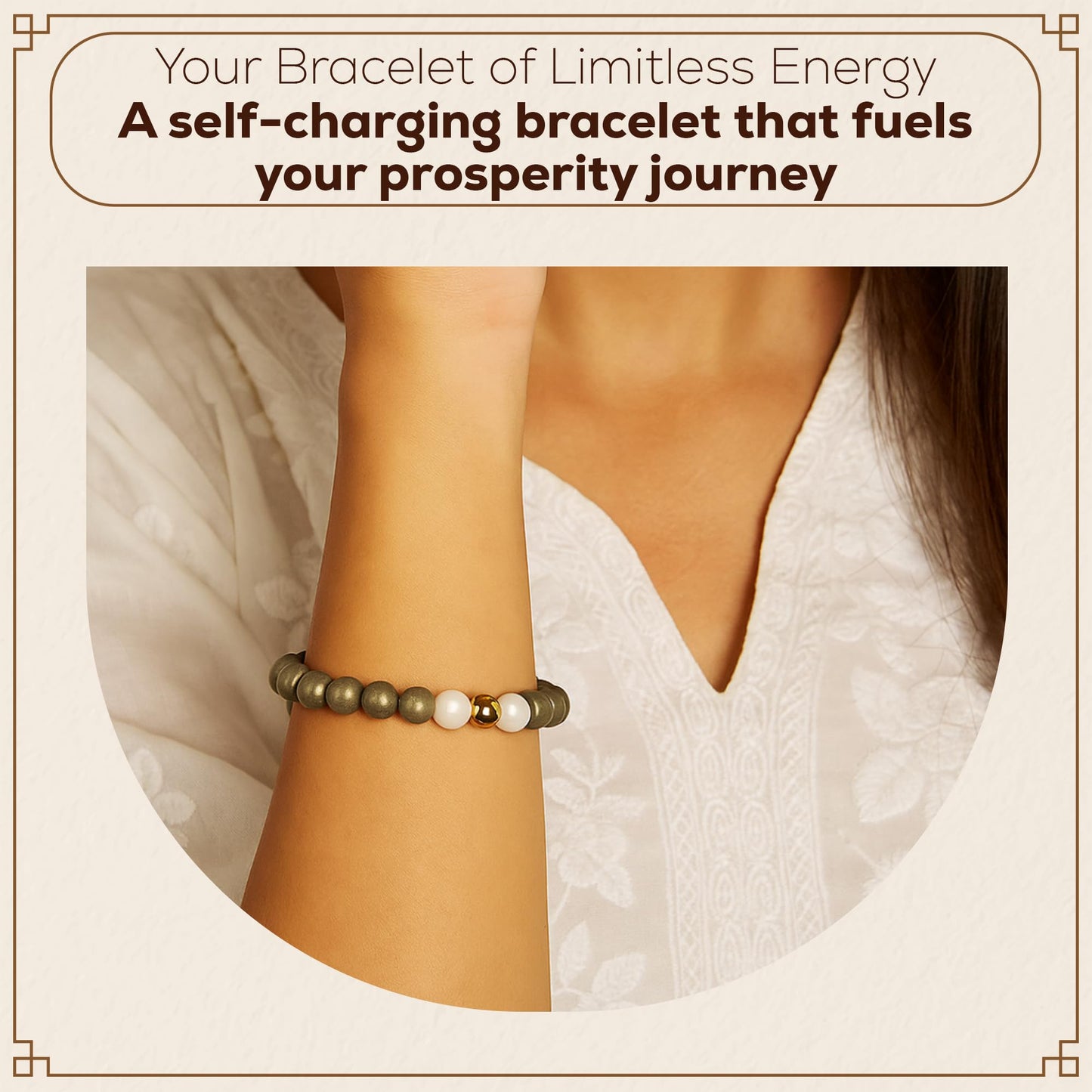 Self-Charging Pyrite With Selenite Bracelet – Abundance, Protection & Clarity