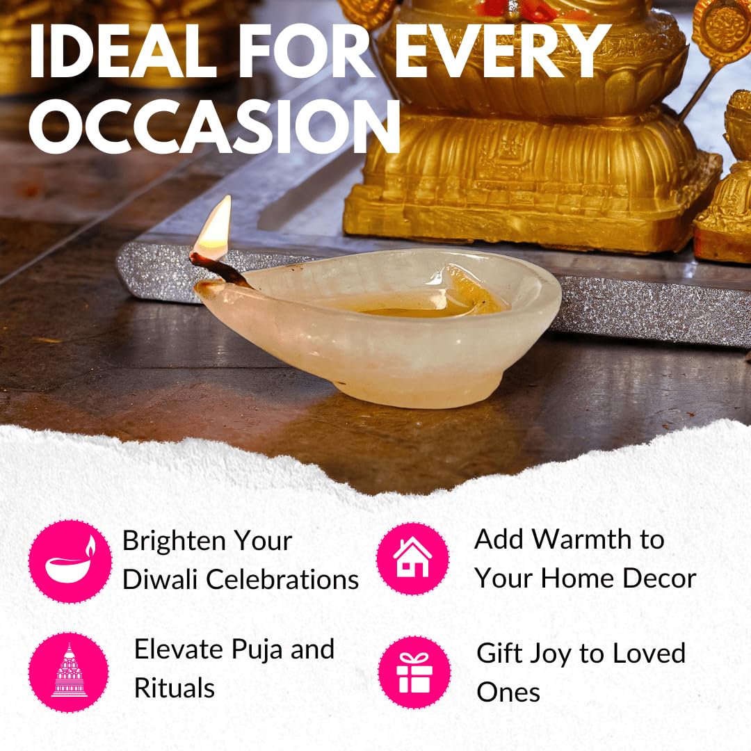 Rose Quartz Diya – Soothing Glow for Love, Healing, and Harmony