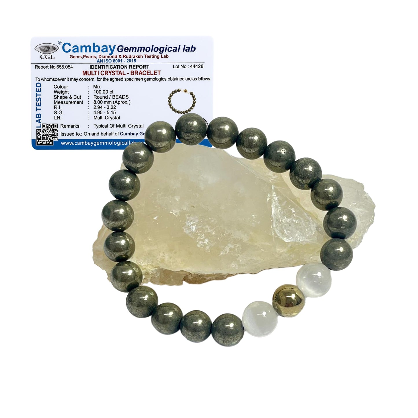 Self-Charging Pyrite With Selenite Bracelet – Abundance, Protection & Clarity
