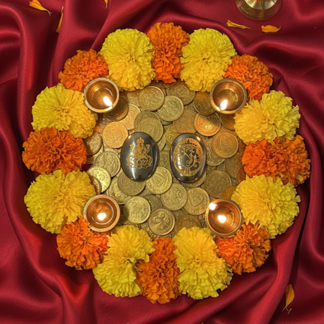 Pyrite Lakshmiji & Ganeshji Coin Set