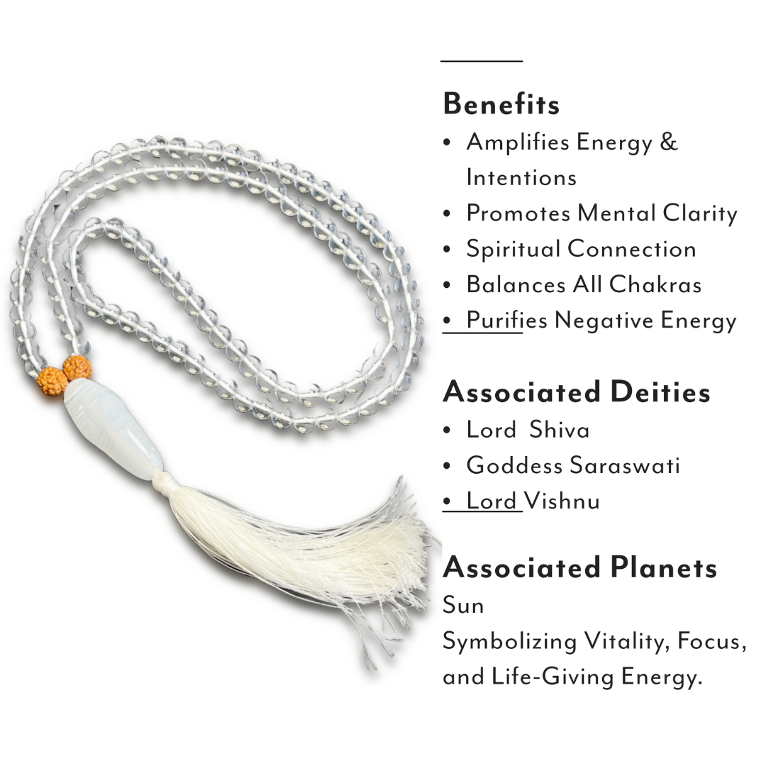 Clear Quartz Japa Mala For Clarity, Amplification & Purity