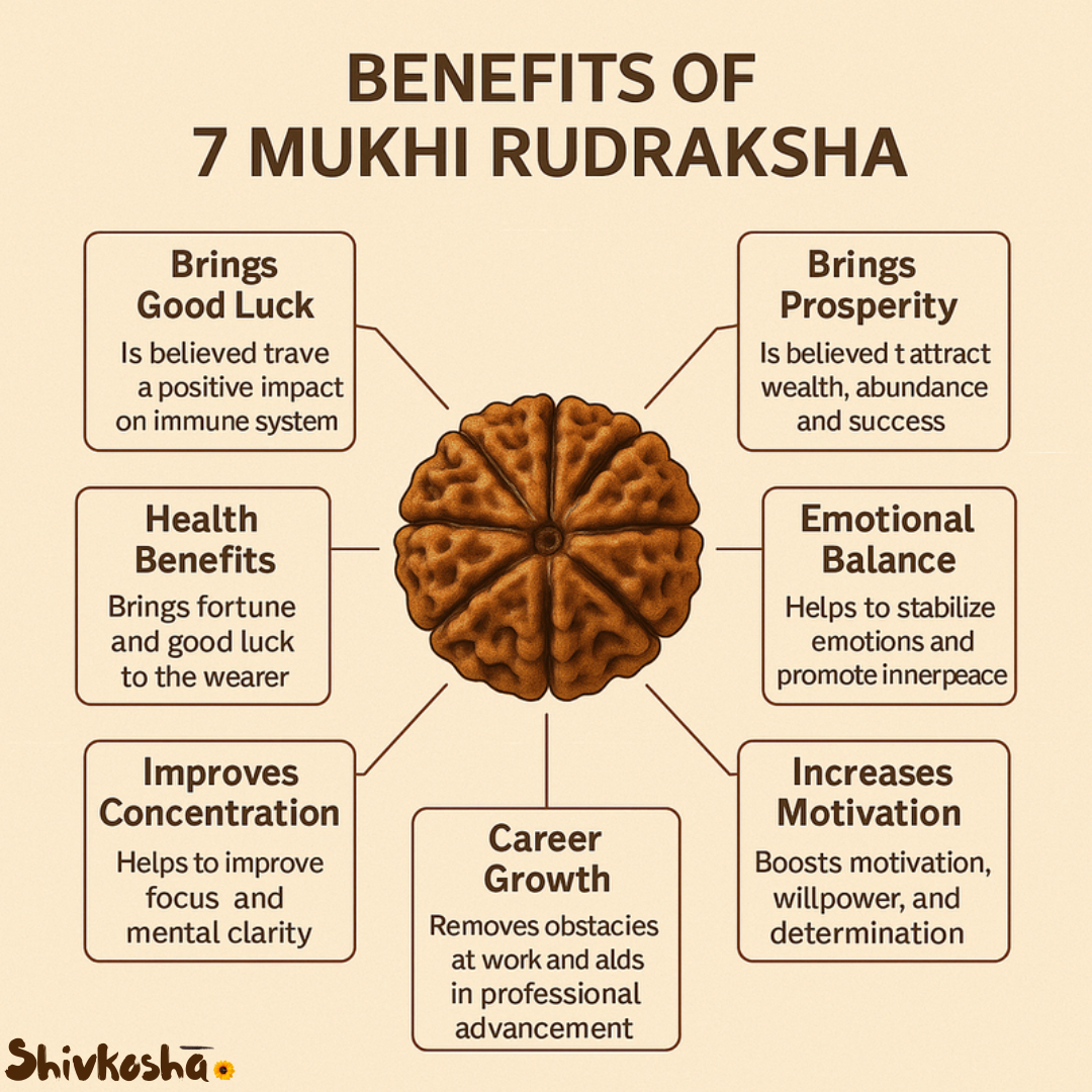 7 Mukhi Rudraksha For Sacred Bead for Wealth, Prosperity & Saturn Blessings