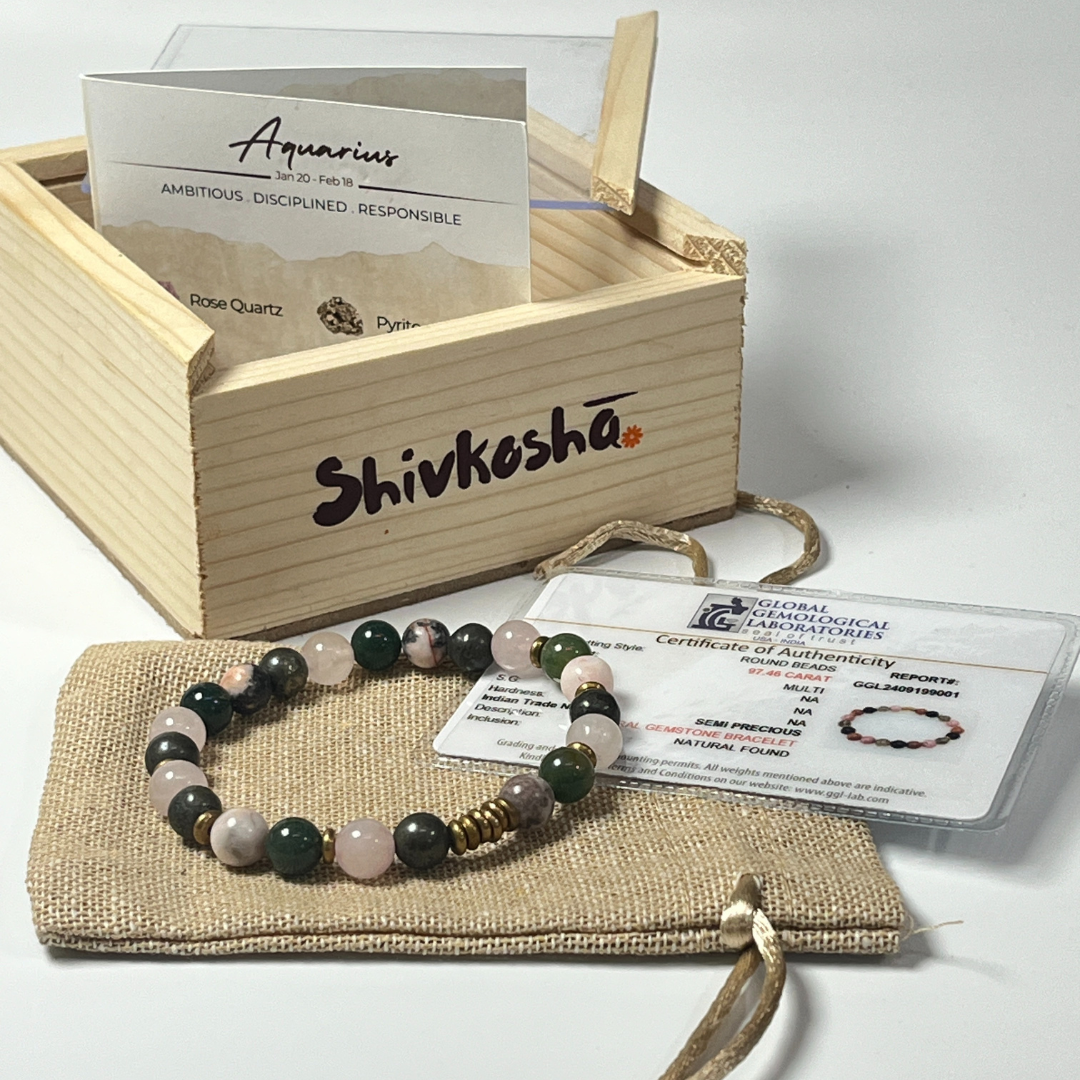 Aquarius Zodiac Gemstone Bracelet