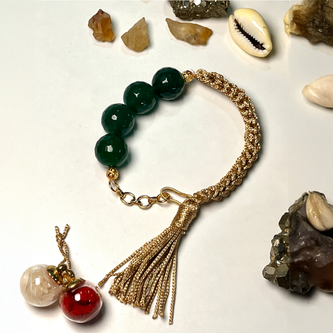Green Jade Bracelet Rakhi for Prosperity & Harmony