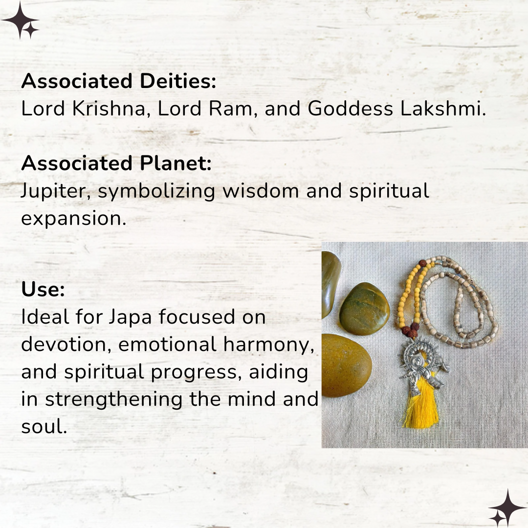 Tulsi & Yellow Lava Japa Mala For Devotion, Resilience & Spiritual Growth