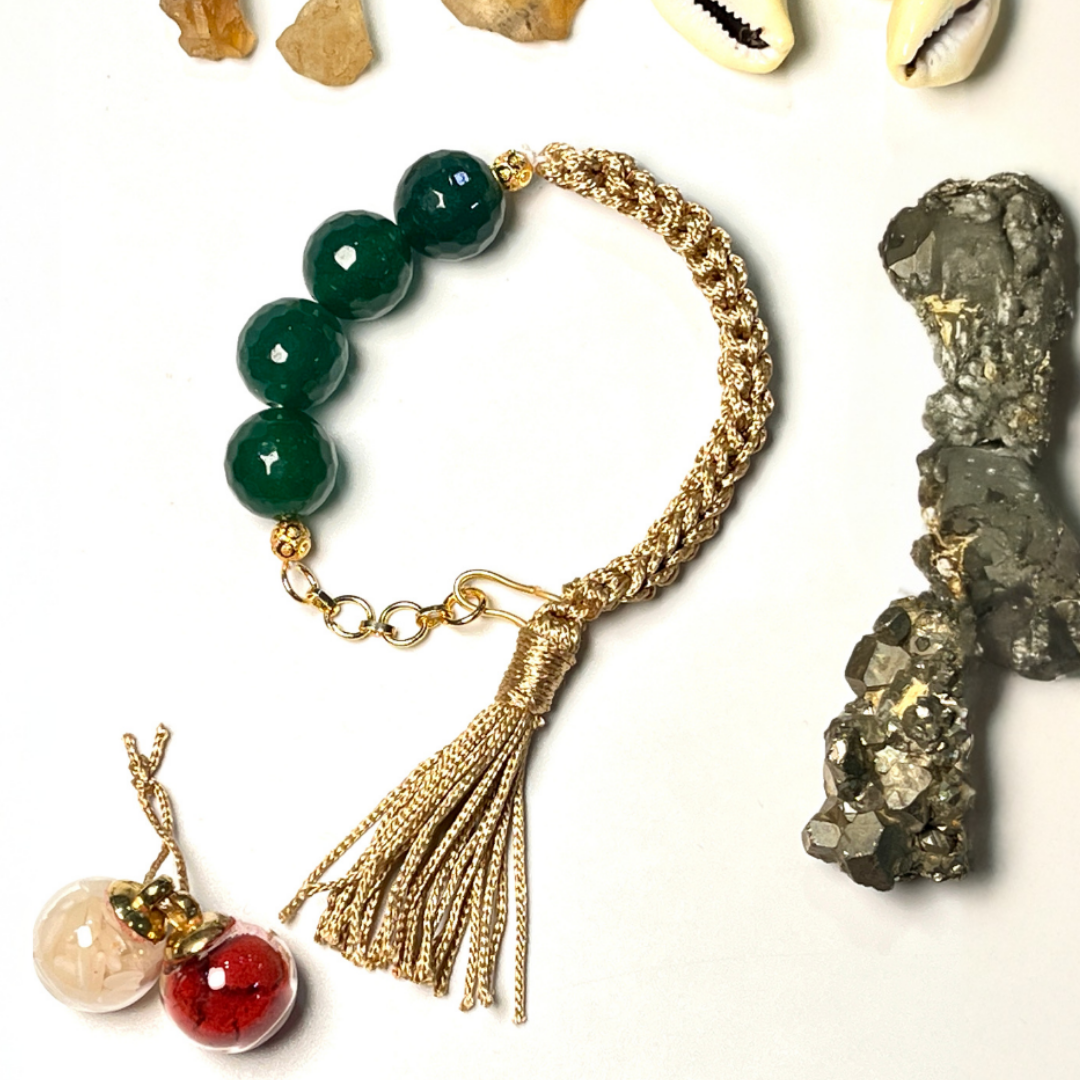 Green Jade Bracelet Rakhi for Prosperity & Harmony
