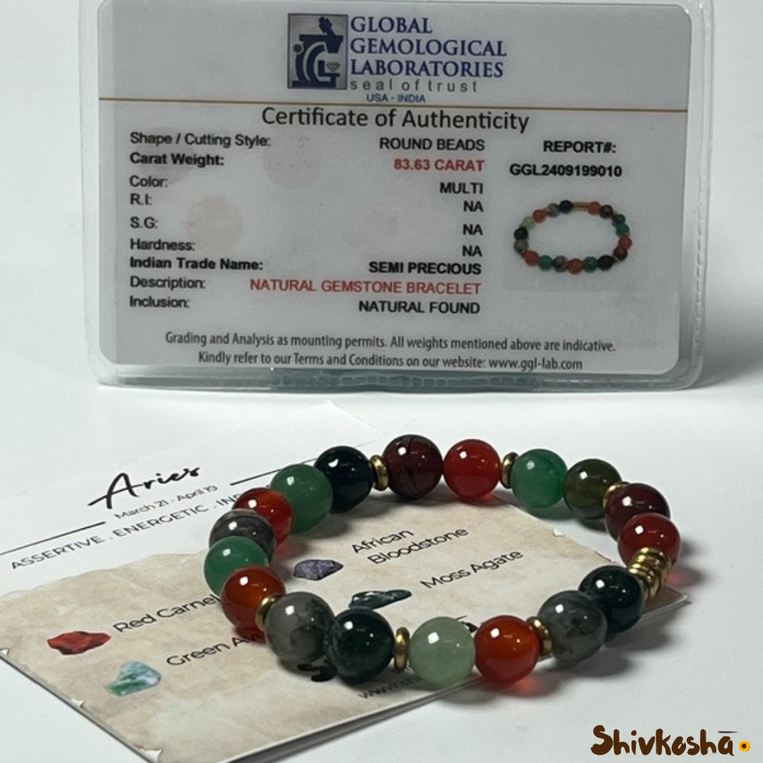 Aries Zodiac Gemstone Bracelet