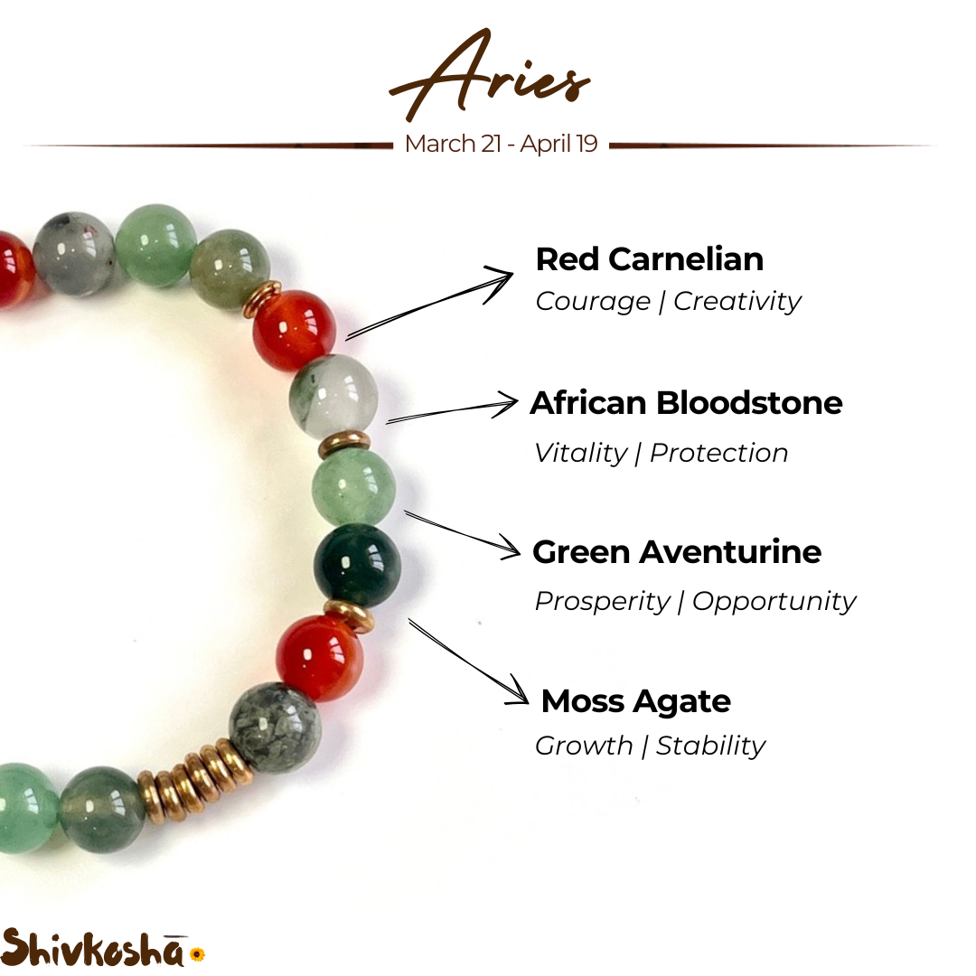 Aries Zodiac Gemstone Bracelet
