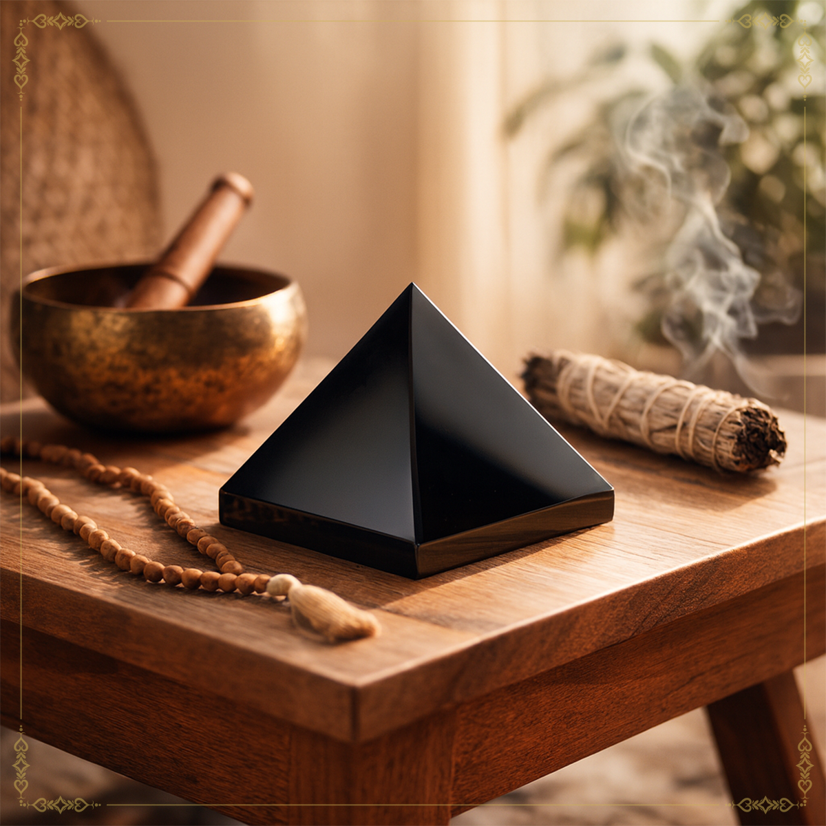 Natural Black Agate Pyramid - Protection, Energy & Healing for Home Decor, Reiki & Vastu