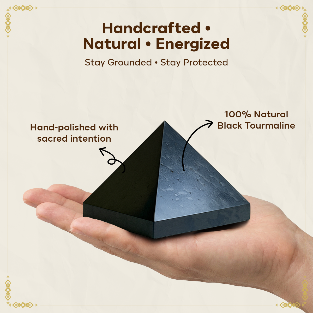 Natural Black Tourmaline Pyramid for EMF Protection, Energy Healing & Negative Energy.