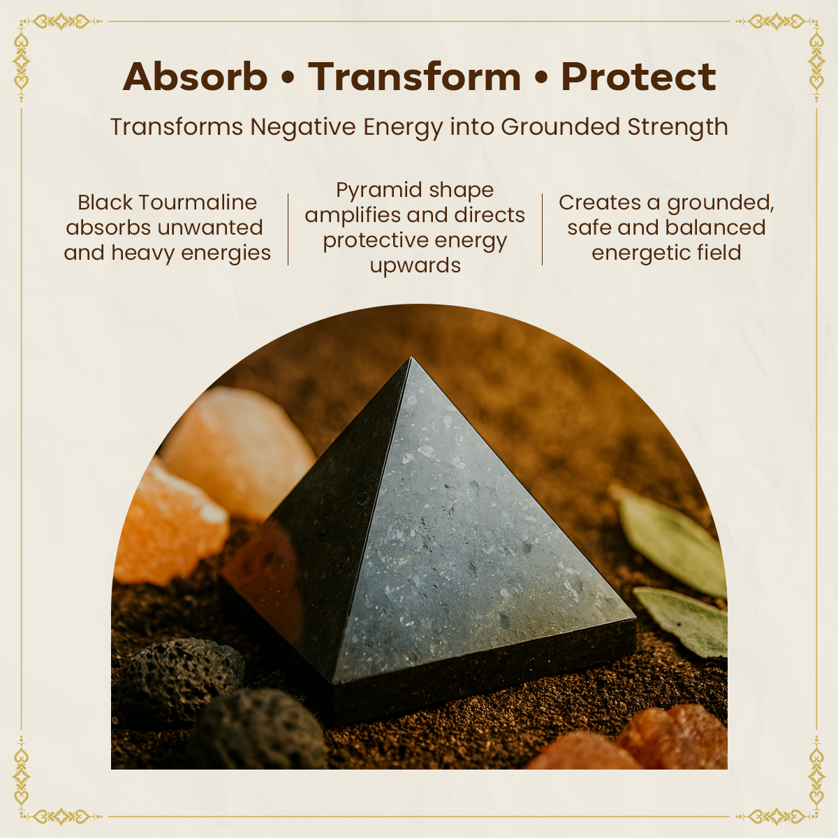Natural Black Tourmaline Pyramid for EMF Protection, Energy Healing & Negative Energy.
