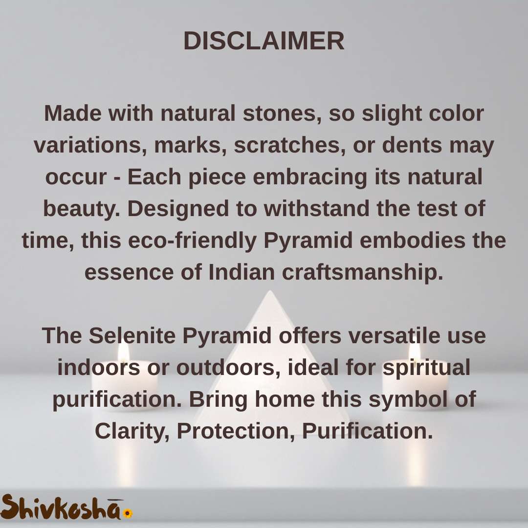 Natural Selenite Crystal Pyramid for Positive Energy, Vastu, Reiki and Chakra Healing