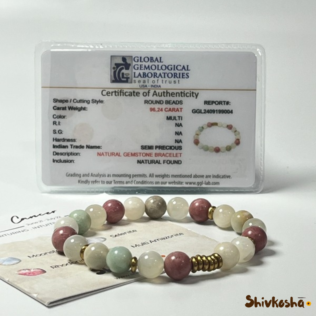 Cancer Zodiac Gemstone Bracelet