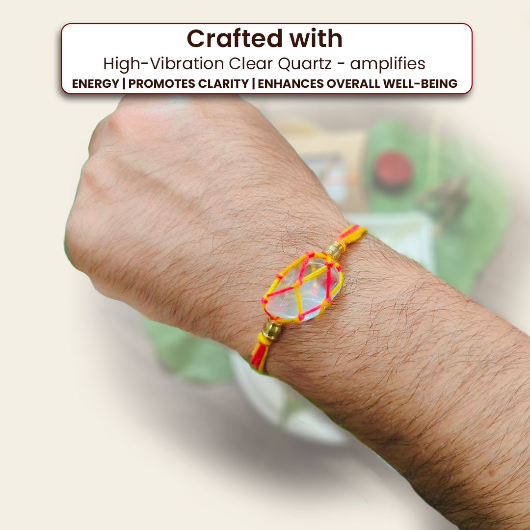 Clear Quartz Rakhi for Manifestation & Healing