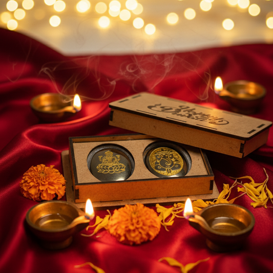 Pyrite Lakshmiji & Ganeshji Coin Set