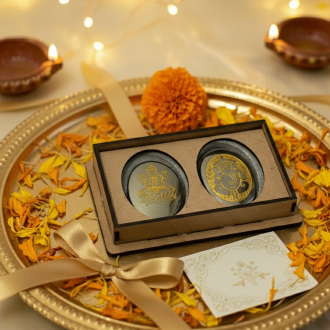 Pyrite Lakshmiji & Ganeshji Coin Set
