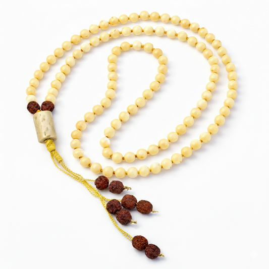 Yellow Calcite (54+1) Guru Beads Japa Mala For Positivity,Confidence & Clarity