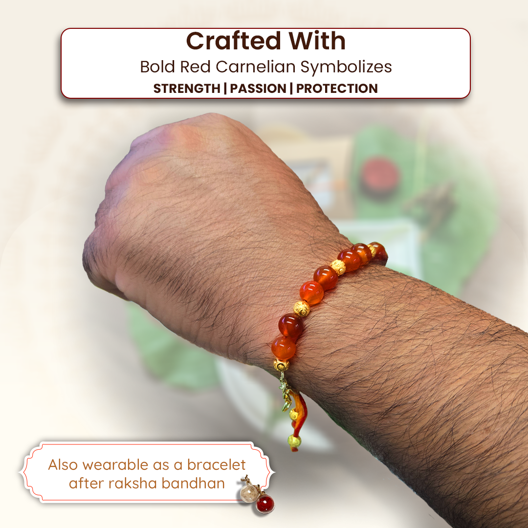 Red Carnelian Bracelet Rakhi Symbol of Courage & Creativity