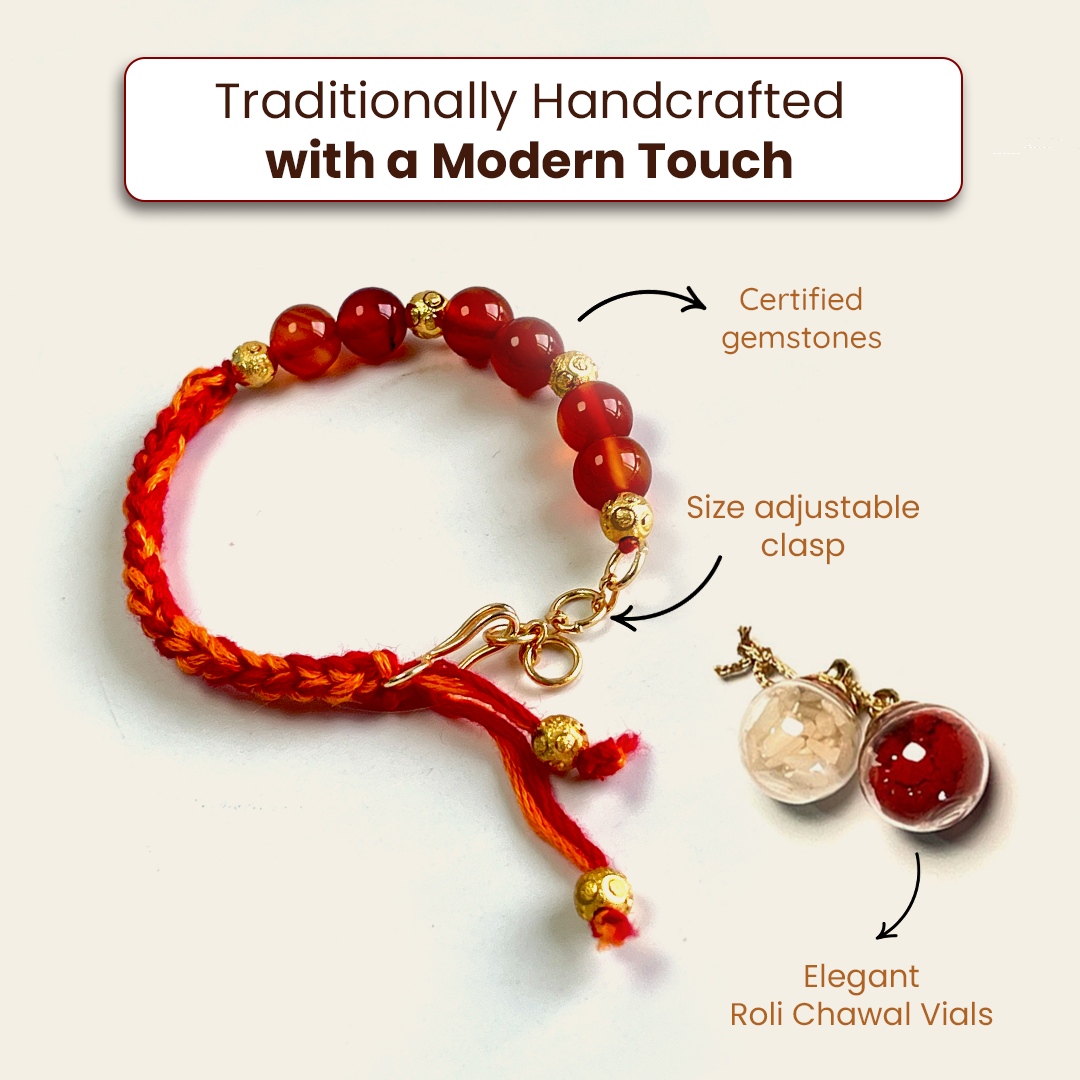 Red Carnelian Bracelet Rakhi Symbol of Courage & Creativity