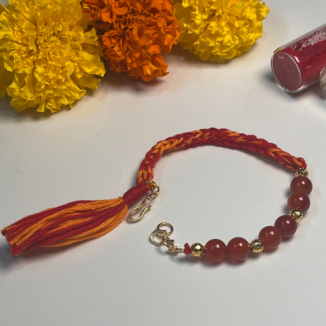Orange Carnelian Bracelet Rakhi Symbol of Courage & Creativity