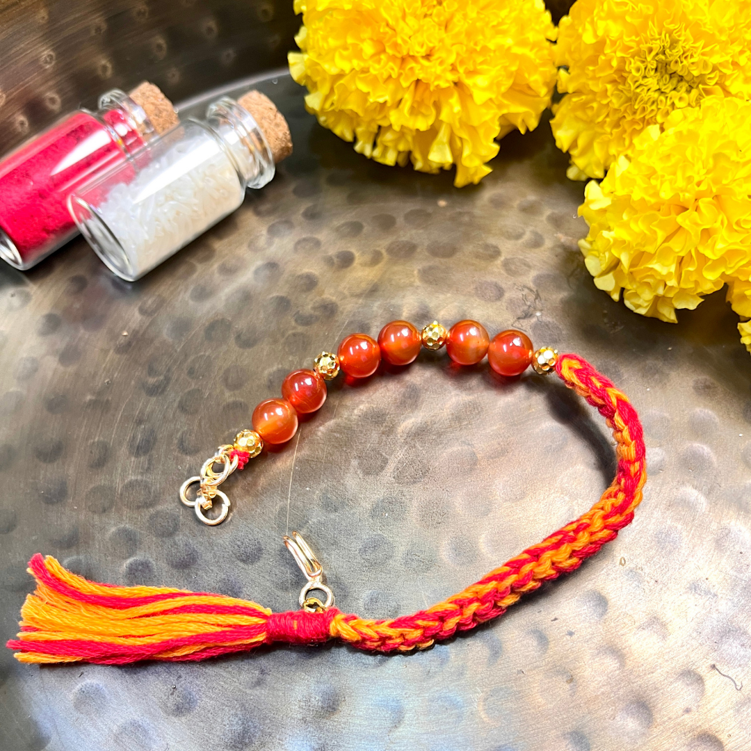 Orange Carnelian Bracelet Rakhi Symbol of Courage & Creativity