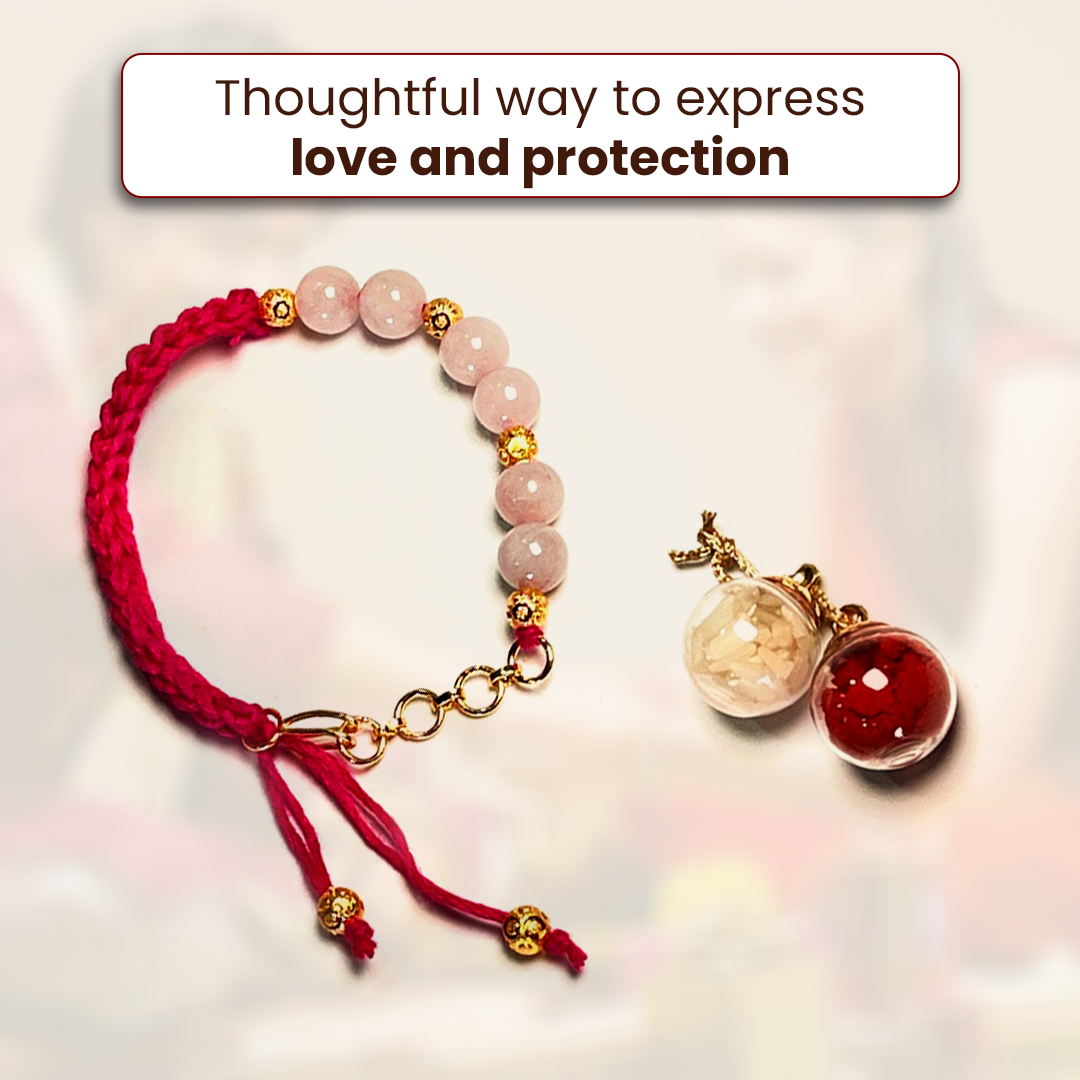 Rose Quartz Bracelet Rakhi for Love & Harmony