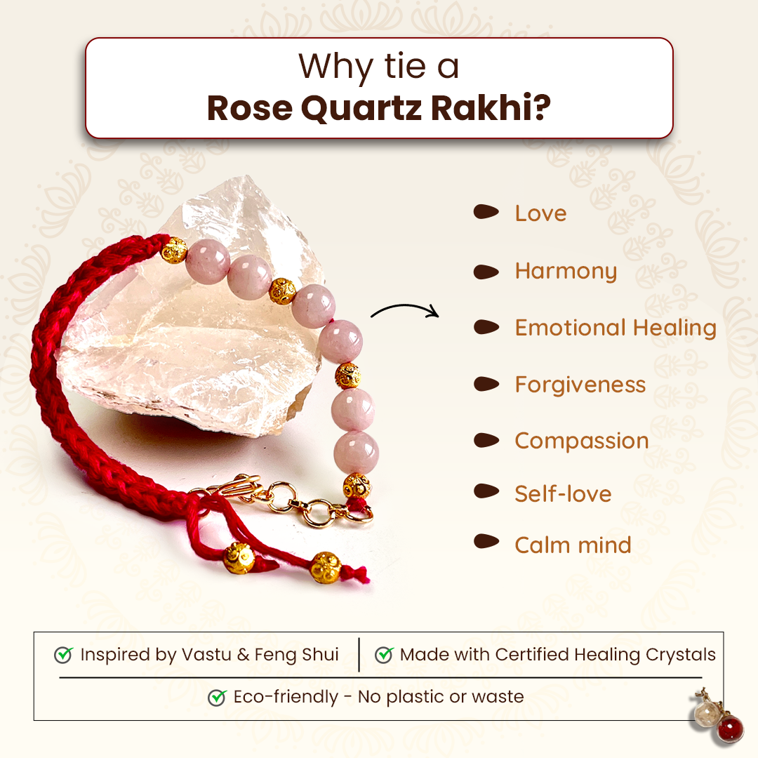 Rose Quartz Bracelet Rakhi for Love & Harmony