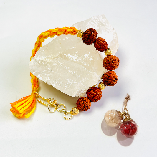 Rudraksha Bracelet Rakhi For Spiritual Growth & Blessings