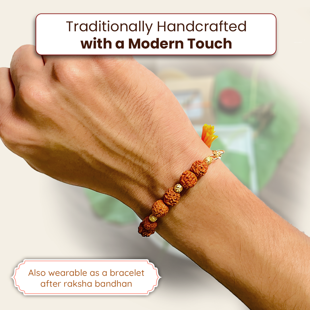 Rudraksha Bracelet Rakhi For Spiritual Growth & Blessings