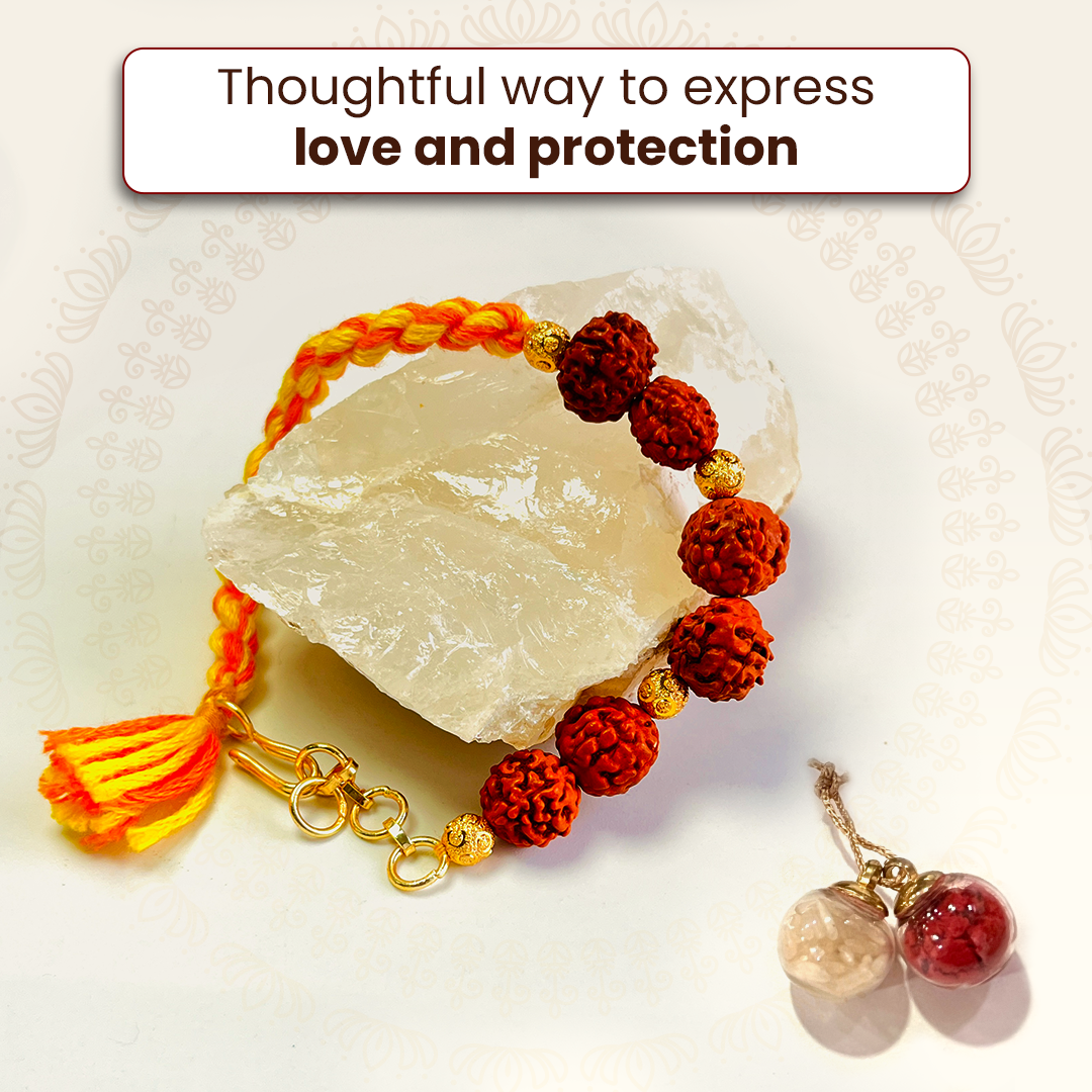 Rudraksha Bracelet Rakhi For Spiritual Growth & Blessings