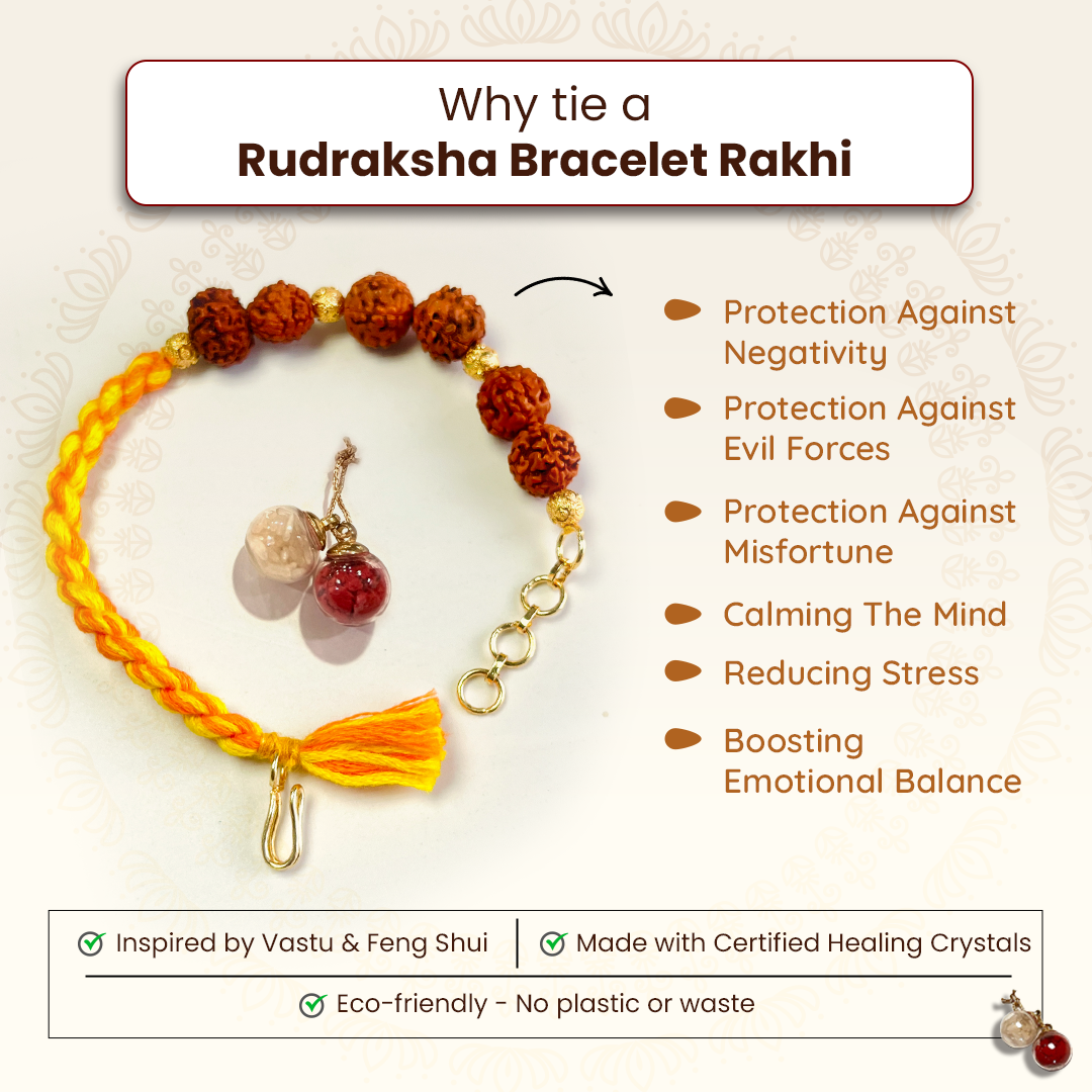 Rudraksha Bracelet Rakhi For Spiritual Growth & Blessings