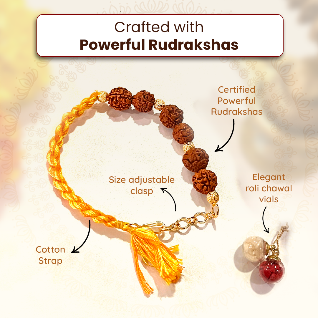 Rudraksha Bracelet Rakhi For Spiritual Growth & Blessings