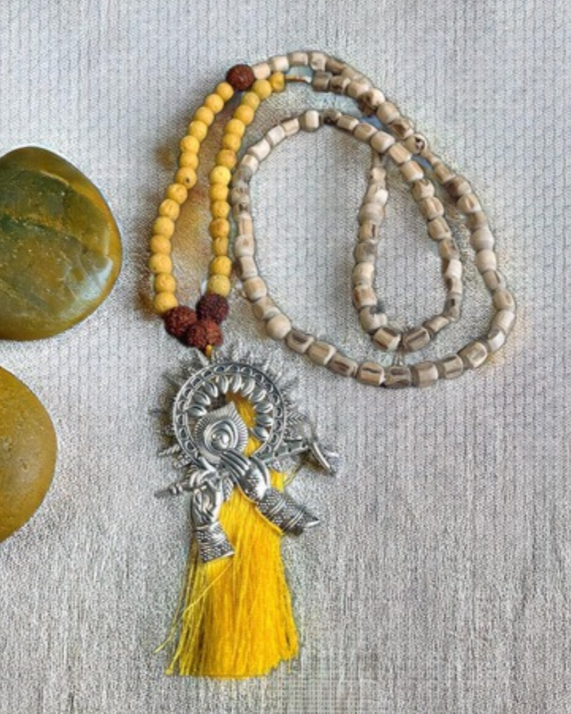 Tulsi & Yellow Lava Japa Mala For Devotion, Resilience & Spiritual Growth