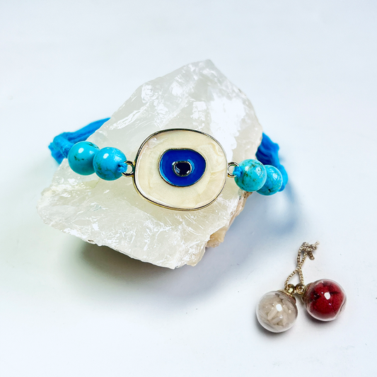 Turquoise Evil Eye Bracelet Rakhi for Protection & Healing