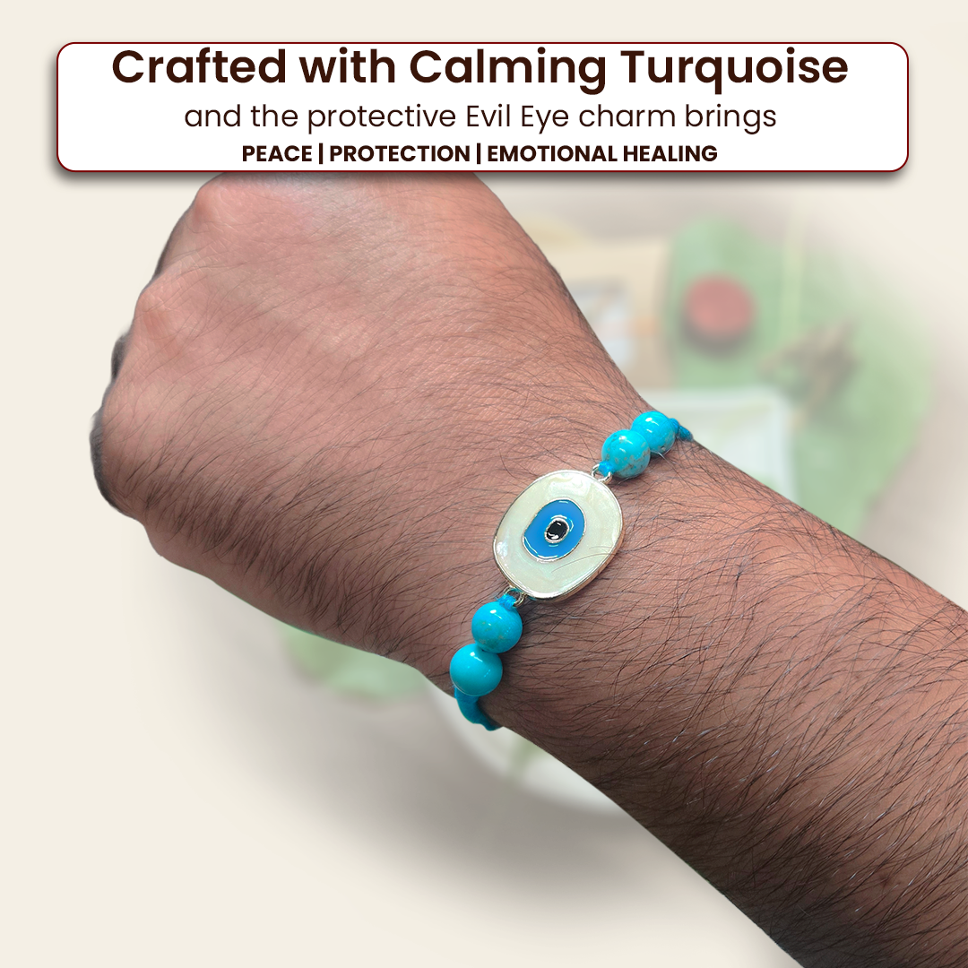 Turquoise Evil Eye Bracelet Rakhi for Protection & Healing