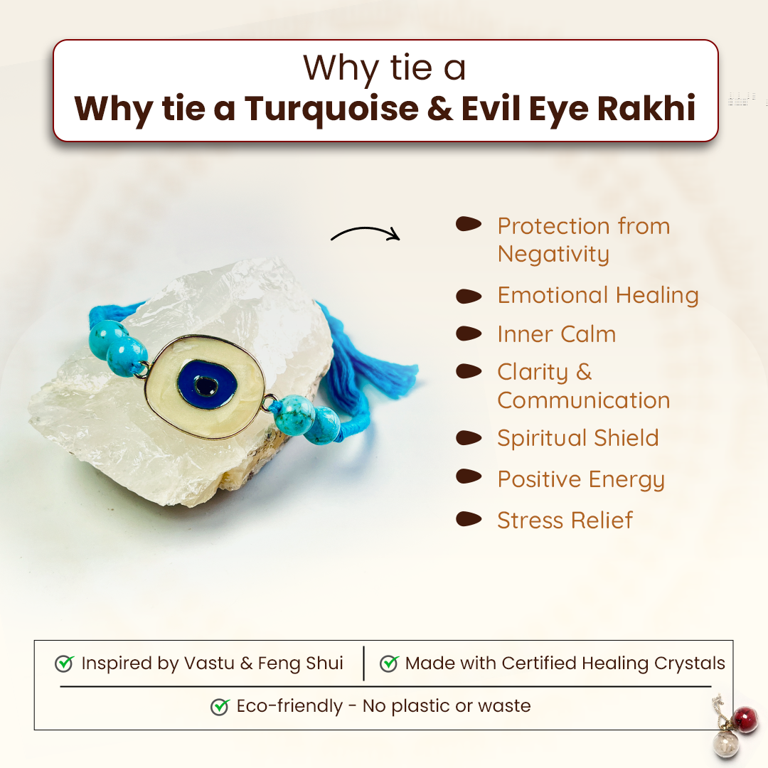 Turquoise Evil Eye Bracelet Rakhi for Protection & Healing